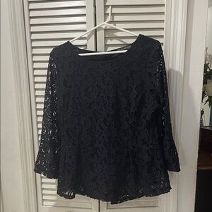 Adrianna Papell Black Lace Blouse